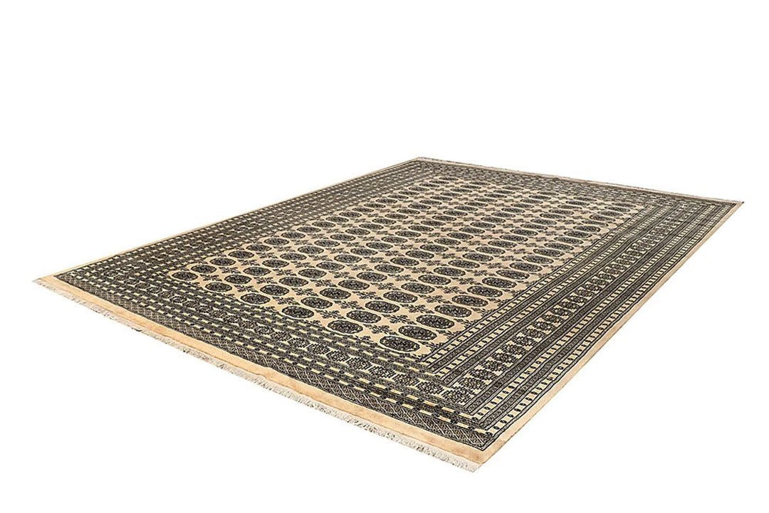 Brown Pakistani Bokhara Rug 9' 1" x 11' 8" Hand-Knotted | No. QA67669