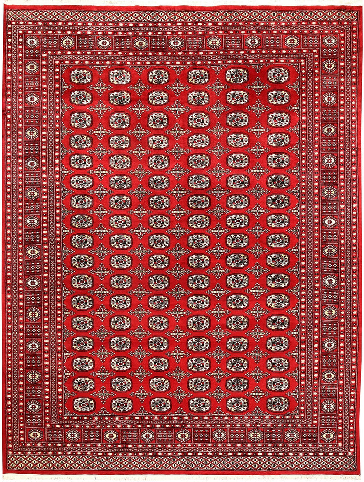 Firebrick Red Pakistani Bokhara Rug 7' 10" x 10' 2" Hand-Knotted | No. QA67795