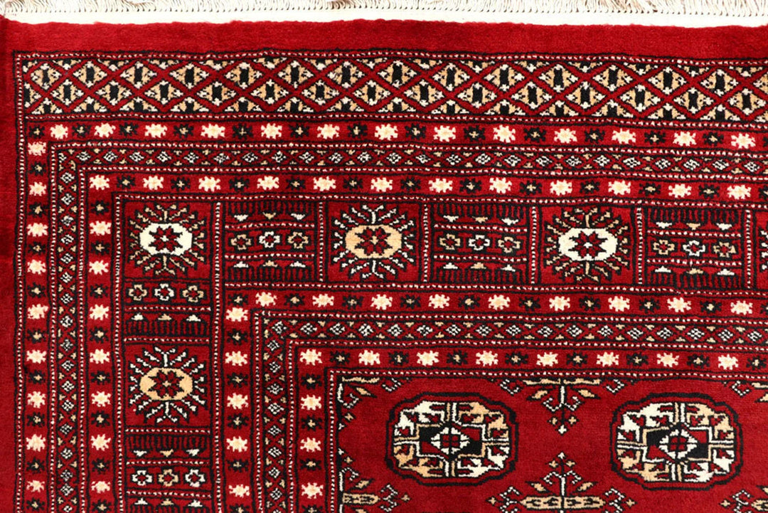 Firebrick Red Pakistani Bokhara Rug 7' 10" x 10' 2" Hand-Knotted | No. QA67795