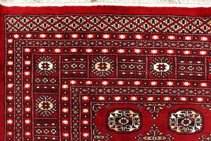 Firebrick Red Pakistani Bokhara Rug 7' 10" x 10' 2" Hand-Knotted | No. QA67795