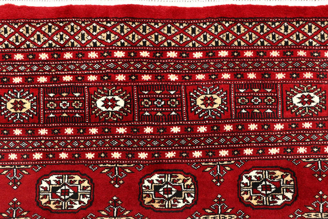 Firebrick Red Pakistani Bokhara Rug 7' 10" x 10' 2" Hand-Knotted | No. QA67795