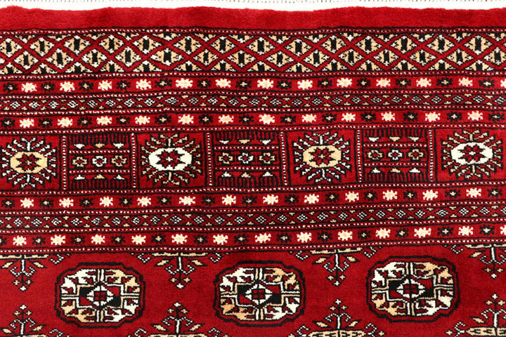Firebrick Red Pakistani Bokhara Rug 7' 10" x 10' 2" Hand-Knotted | No. QA67795
