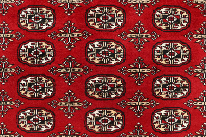 Firebrick Red Pakistani Bokhara Rug 7' 10" x 10' 2" Hand-Knotted | No. QA67795
