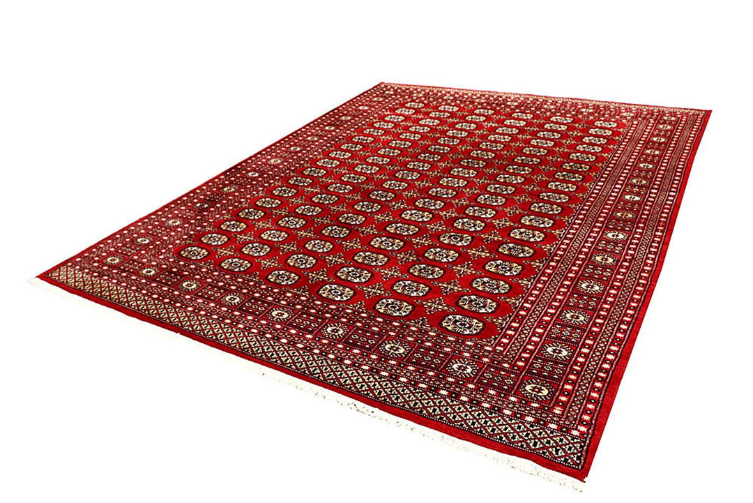 Firebrick Red Pakistani Bokhara Rug 7' 10" x 10' 2" Hand-Knotted | No. QA67795