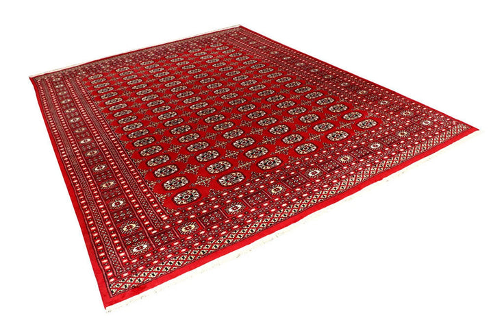 Firebrick Red Pakistani Bokhara Rug 7' 10" x 10' 2" Hand-Knotted | No. QA67795