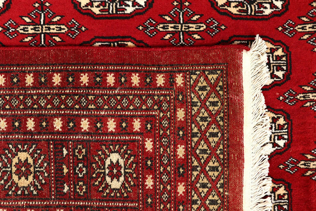 Firebrick Red Pakistani Bokhara Rug 7' 10" x 10' 2" Hand-Knotted | No. QA67795