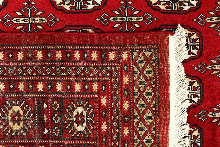 Firebrick Red Pakistani Bokhara Rug 7' 10" x 10' 2" Hand-Knotted | No. QA67795