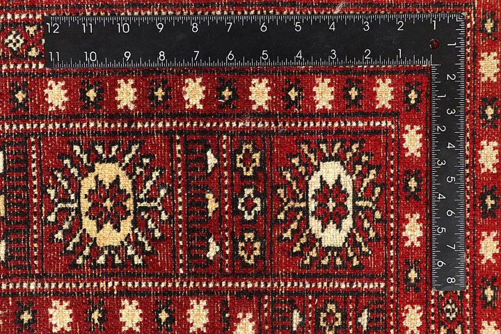 Firebrick Red Pakistani Bokhara Rug 7' 10" x 10' 2" Hand-Knotted | No. QA67795