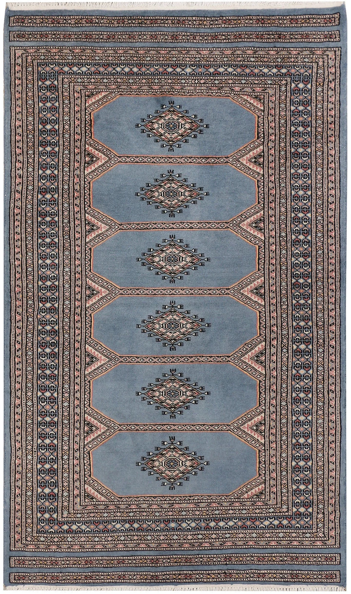 Light Slate Grey Pakistani Jaldar Rug 3' x 5' Hand-Knotted | No. QA67868