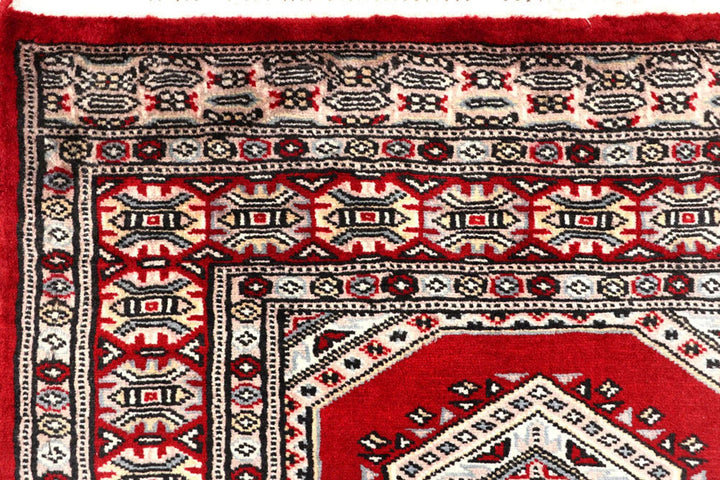 Red Pakistani Jaldar Rug 2' 6" x 10' 2" Hand-Knotted | No. QA67895