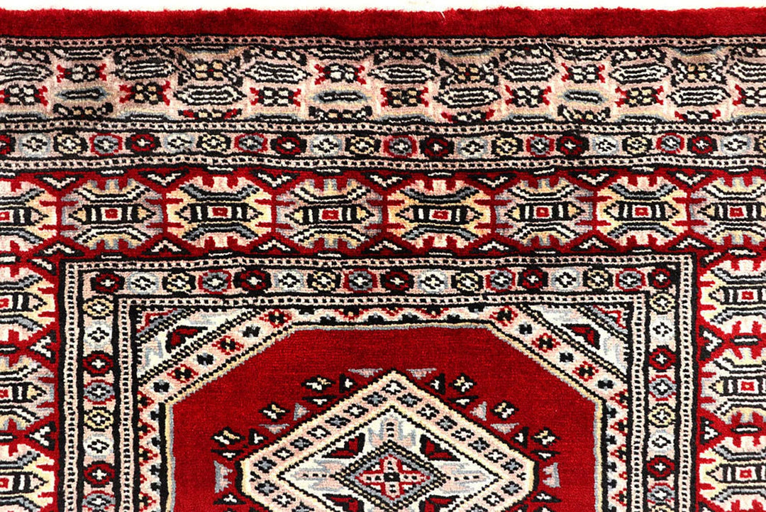 Red Pakistani Jaldar Rug 2' 6" x 10' 2" Hand-Knotted | No. QA67895
