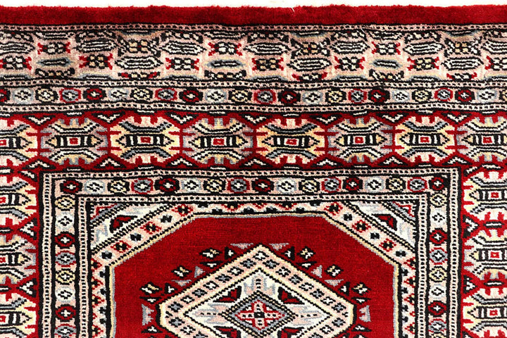 Red Pakistani Jaldar Rug 2' 6" x 10' 2" Hand-Knotted | No. QA67895