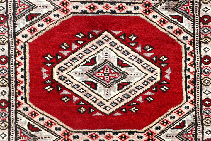Red Pakistani Jaldar Rug 2' 6" x 10' 2" Hand-Knotted | No. QA67895