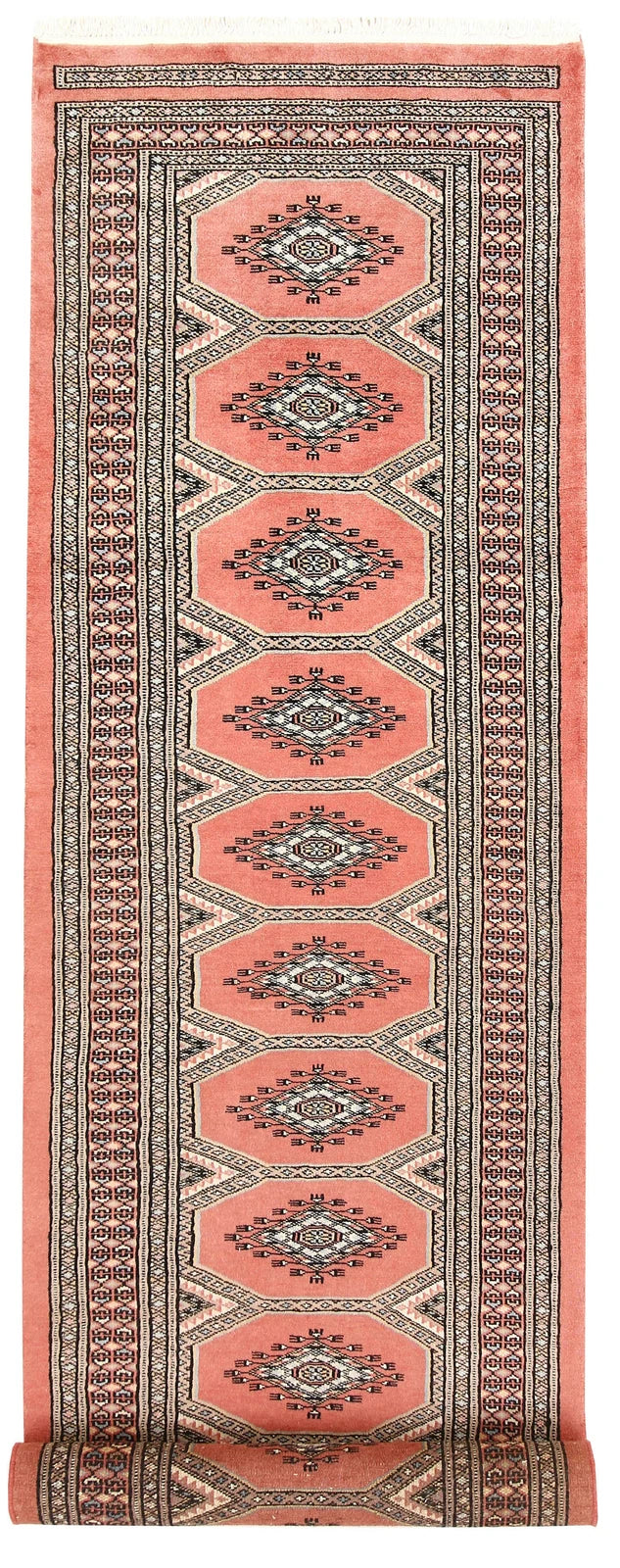 Light Salmon Pakistani Jaldar Runner 2' 4" x 9' Hand-Knotted | No. QA67947