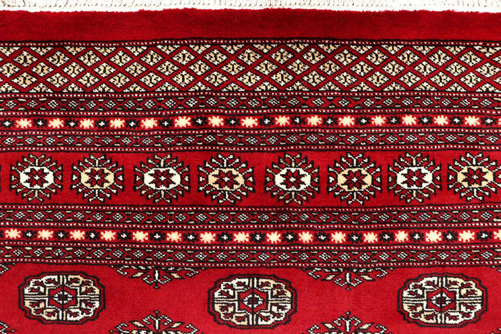 Red Pakistani Bokhara Rug 8' 1" x 10' 4" Hand-Knotted | No. QA67977