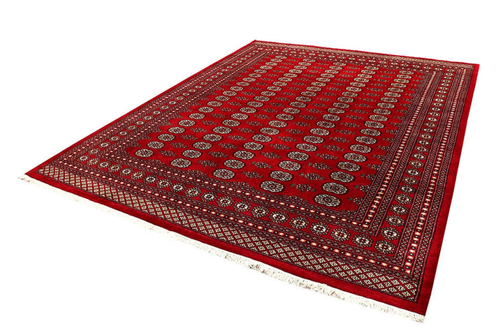 Red Pakistani Bokhara Rug 8' 1" x 10' 4" Hand-Knotted | No. QA67977