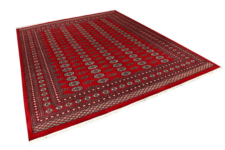 Red Pakistani Bokhara Rug 8' 1" x 10' 4" Hand-Knotted | No. QA67977