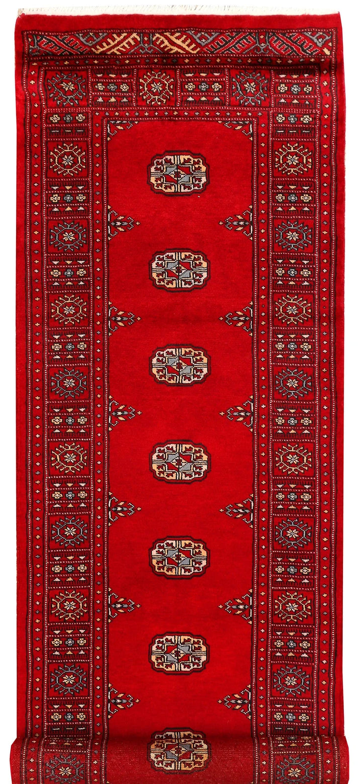 Dark Red Pakistani Bokhara Rug 2' 7" x 9' 2" Hand-Knotted | No. QA67992