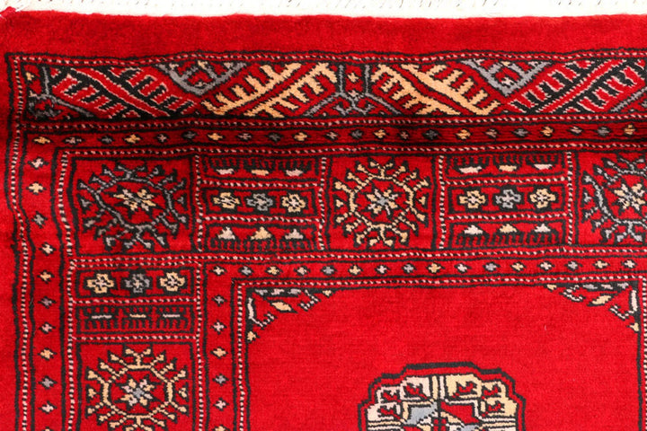 Dark Red Pakistani Bokhara Rug 2' 7" x 9' 2" Hand-Knotted | No. QA67992