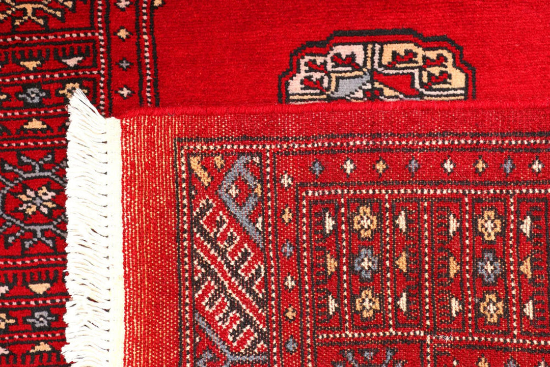 Dark Red Pakistani Bokhara Rug 2' 7" x 9' 2" Hand-Knotted | No. QA67992