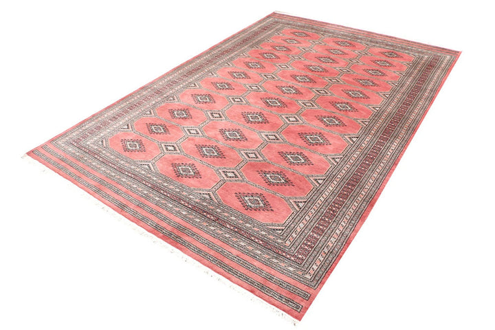 Dark Salmon Pakistani Jaldar Rug 6' 9" x 10' 3" Hand-Knotted | No. QA68192