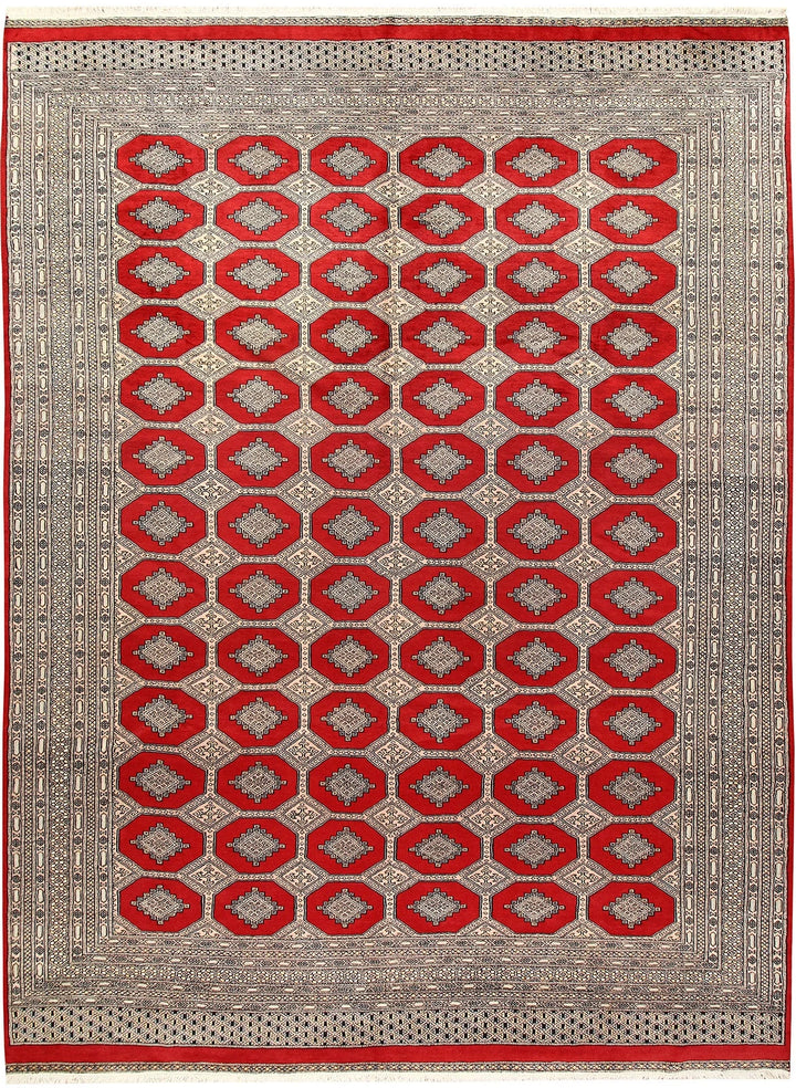 Red Pakistani Jaldar Rug 9' x 12'2" Hand-Knotted | No. QA68196