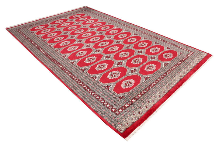 Red Pakistani Jaldar Rug 6' 5" x 10' 3" Hand-Knotted | No. QA68203