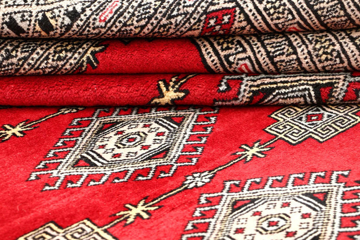Red Pakistani Jaldar Rug 6' 1" x 8' 7" Hand-Knotted | No. QA68204