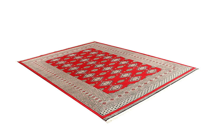 Red Pakistani Jaldar Rug 6' 1" x 8' 7" Hand-Knotted | No. QA68204