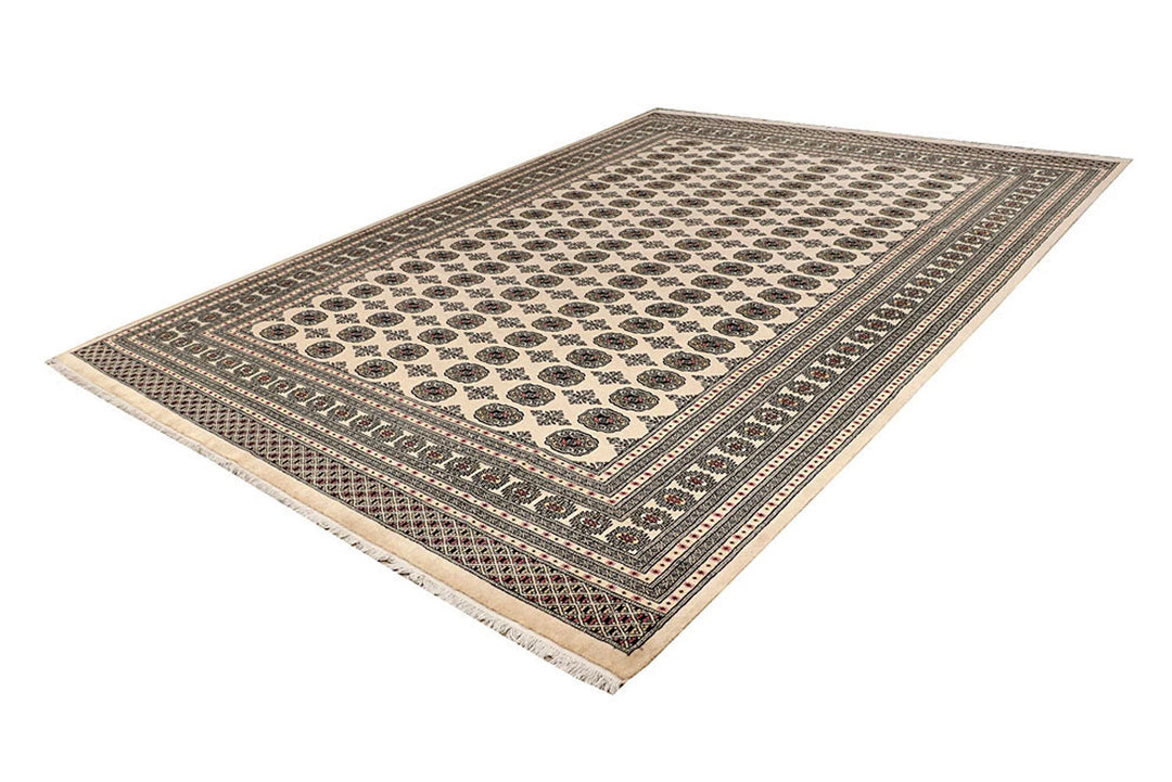 Brown Pakistani Bokhara Rug 9' x 12' 5" Hand-Knotted | No. QA68337