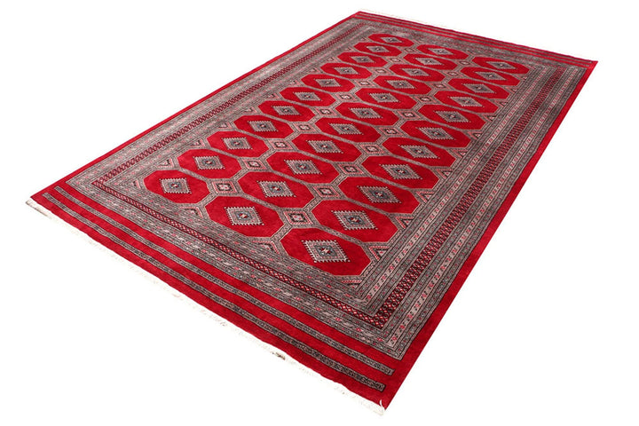 Firebrick Pakistani Jaldar Rug 6' 7" x 10' 4" Hand-Knotted | No. QA68376