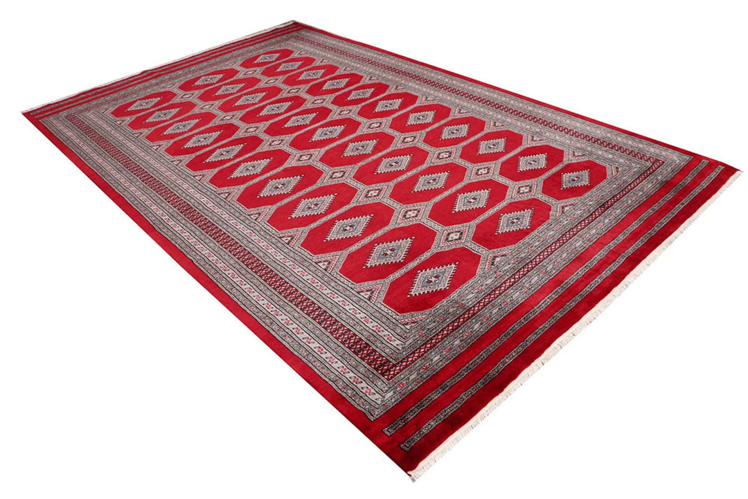 Firebrick Pakistani Jaldar Rug 6' 7" x 10' 4" Hand-Knotted | No. QA68376