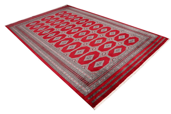 Firebrick Pakistani Jaldar Rug 6' 7" x 10' 4" Hand-Knotted | No. QA68376