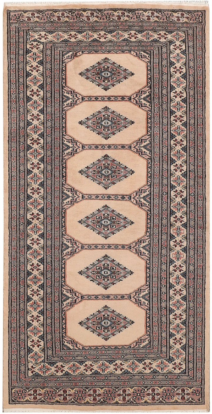 Brown Pakistani Jaldar Rug 3' 1" x 6' 2" Hand-Knotted | No. QA68606