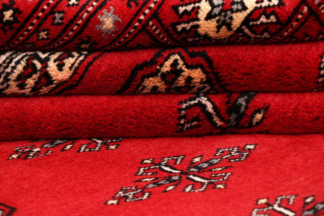 Red Bokhara Rug 8' 2" x 10' " Hand-Knotted | No. QA68620