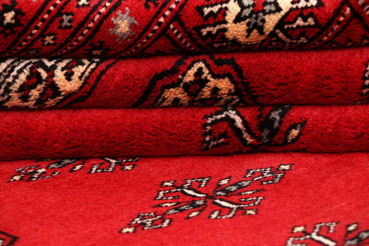 Red Bokhara Rug 8' 2" x 10' " Hand-Knotted | No. QA68620