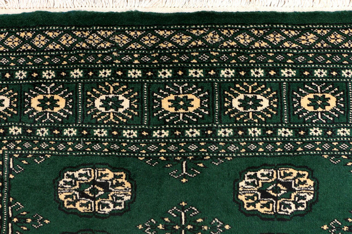 Sea Green Pakistani Bokhara Rug 4'2" x 6' Hand-Knotted | No. QA68687