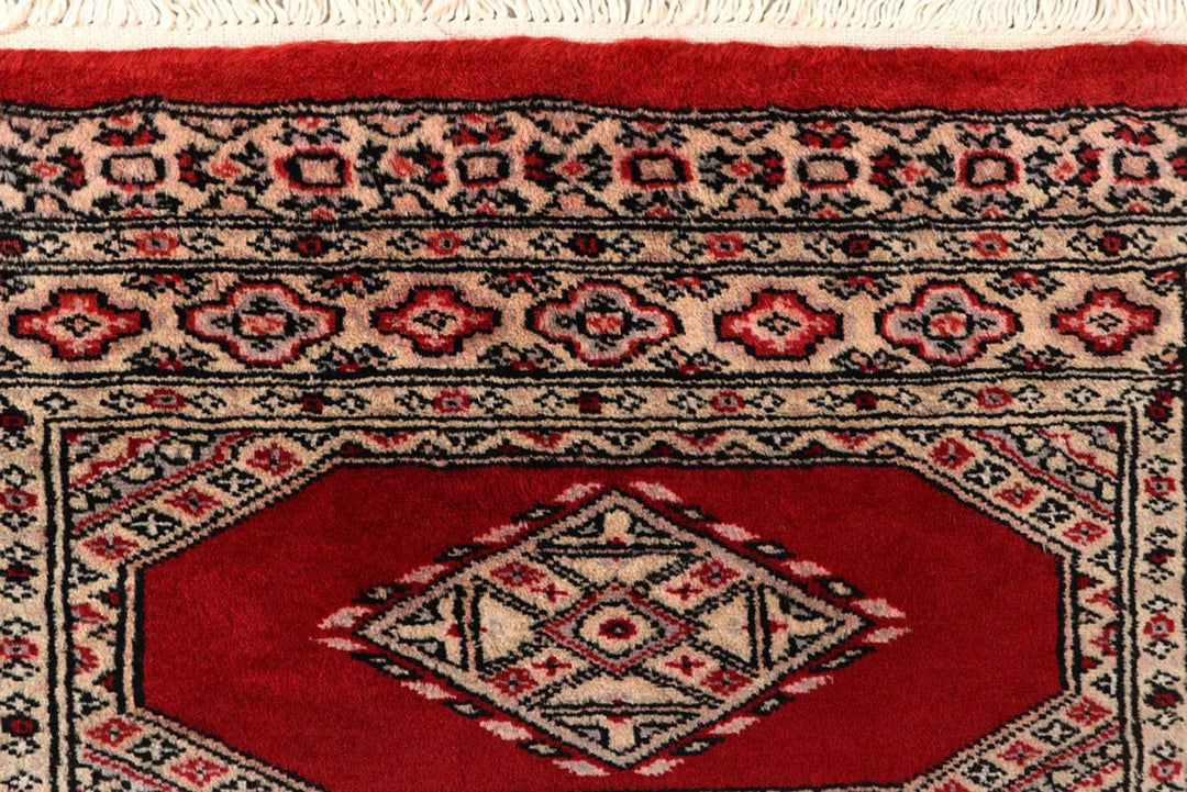Red Pakistani Jaldar Rug 2' 7" x 8' 10" Hand-Knotted | No. QA68713