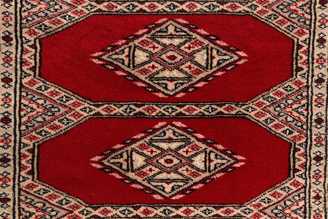 Red Pakistani Jaldar Rug 2' 7" x 8' 10" Hand-Knotted | No. QA68713