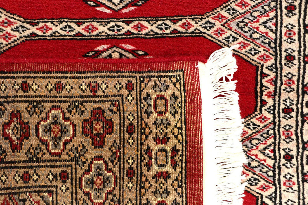 Red Pakistani Jaldar Rug 2' 7" x 8' 10" Hand-Knotted | No. QA68713