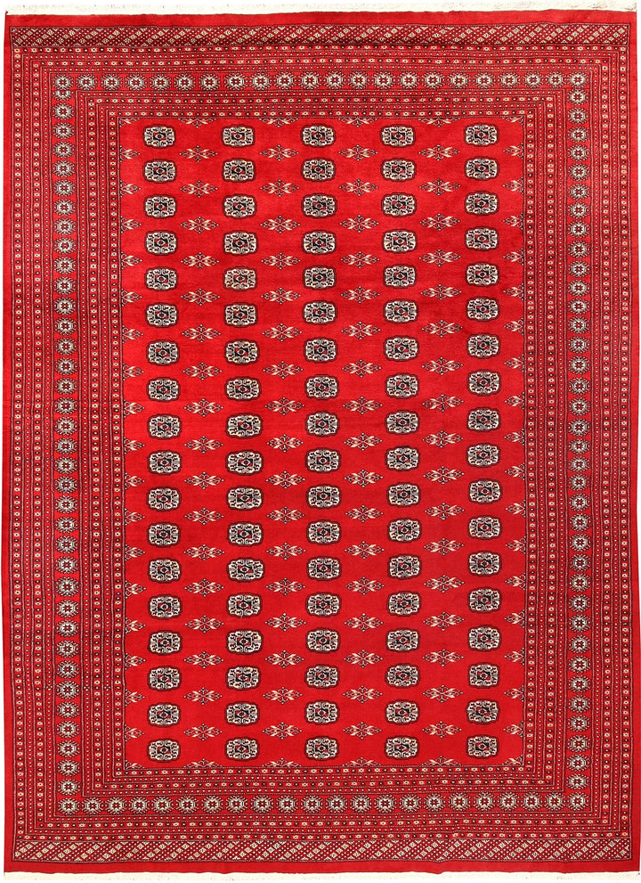 Red Bokhara Rug 9' 1" x 12' 6" Hand-Knotted | No. QA68815