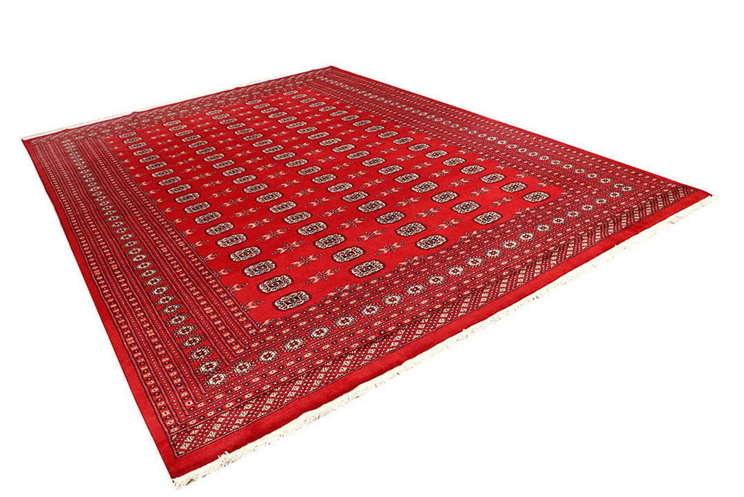 Red Bokhara Rug 9' 1" x 12' 6" Hand-Knotted | No. QA68815