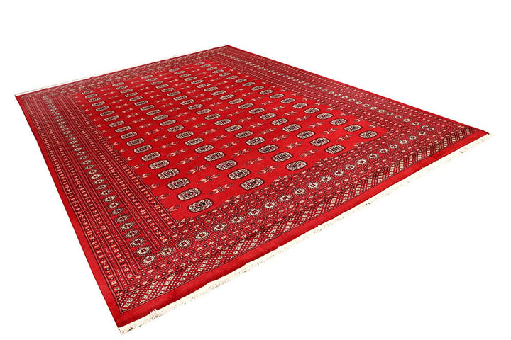 Red Bokhara Rug 9' 1" x 12' 6" Hand-Knotted | No. QA68815