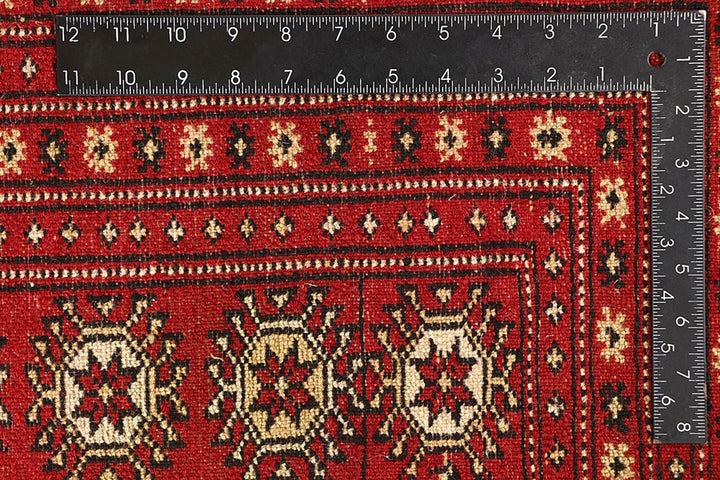 Red Bokhara Rug 9' 1" x 12' 6" Hand-Knotted | No. QA68815