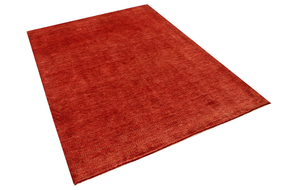Orange Pakistani Gabbeh Rug 4' 11" x 6' 7" Hand-Knotted | No. QA68844