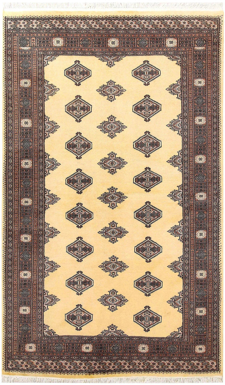 Brown Pakistani Jaldar Rug 4' 11" x 8' 2" Hand-Knotted | No. QA68871