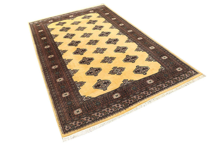 Brown Pakistani Jaldar Rug 4' 11" x 8' 2" Hand-Knotted | No. QA68871