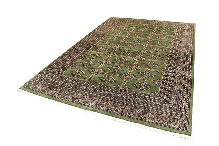 Olive Pakistani Jaldar Rug 6' 8" x 10' 1" Hand-Knotted | No. QA69009