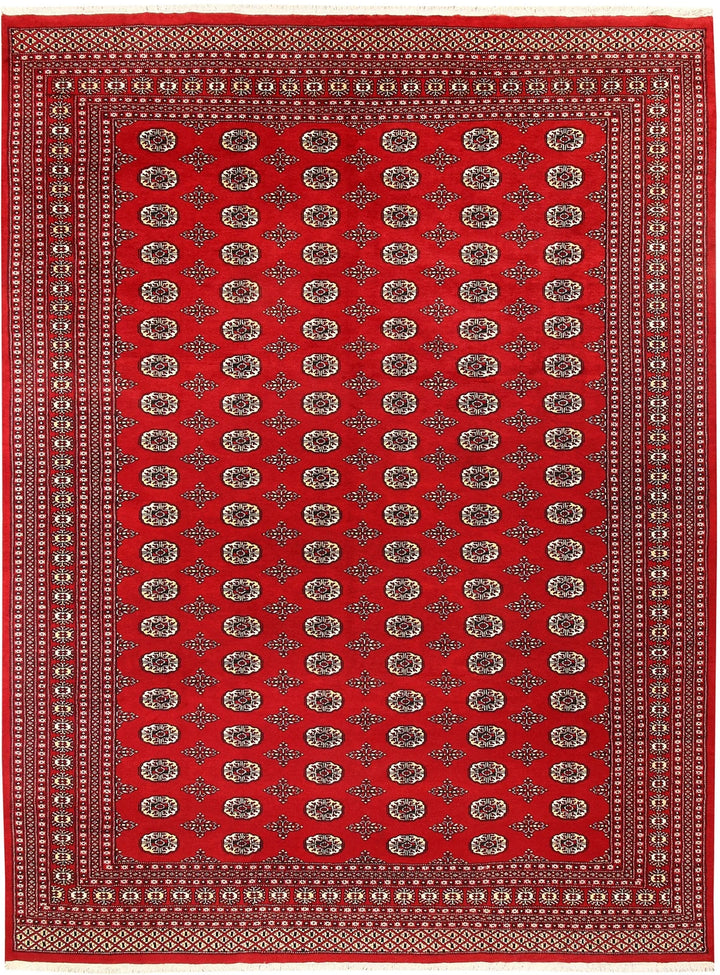 Red Pakistani Bokhara Rug 9' x 11' 11" Hand-Knotted | No. QA69062
