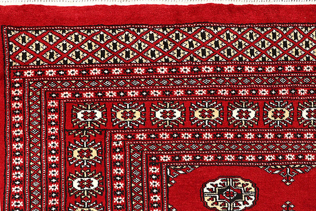 Red Pakistani Bokhara Rug 9' x 11' 11" Hand-Knotted | No. QA69062